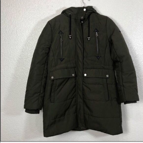 Lucky Brand NWT Missy Faux Shearling Lined Hooded Parka Coat Small in Army Green - Picture 1 of 4